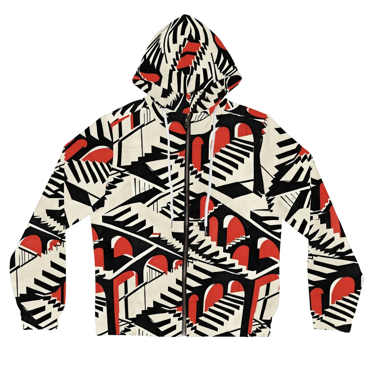 Brutalist Labyrinth on Women's Full-Zip Hoodie — Front