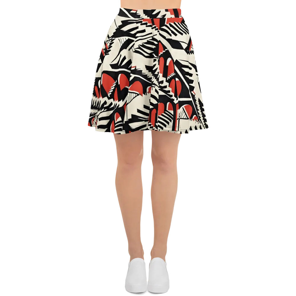 Brutalist Labyrinth on Skater Skirt — Front