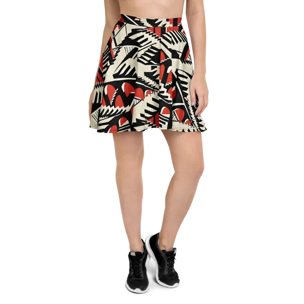 Brutalist Labyrinth on Skater Skirt — Front