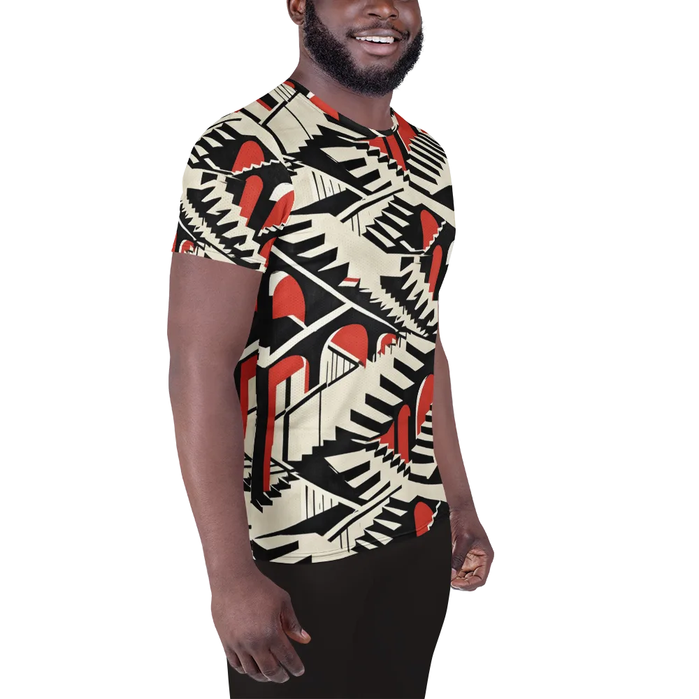 Brutalist Labyrinth on Men's Athletic T-Shirt — Right