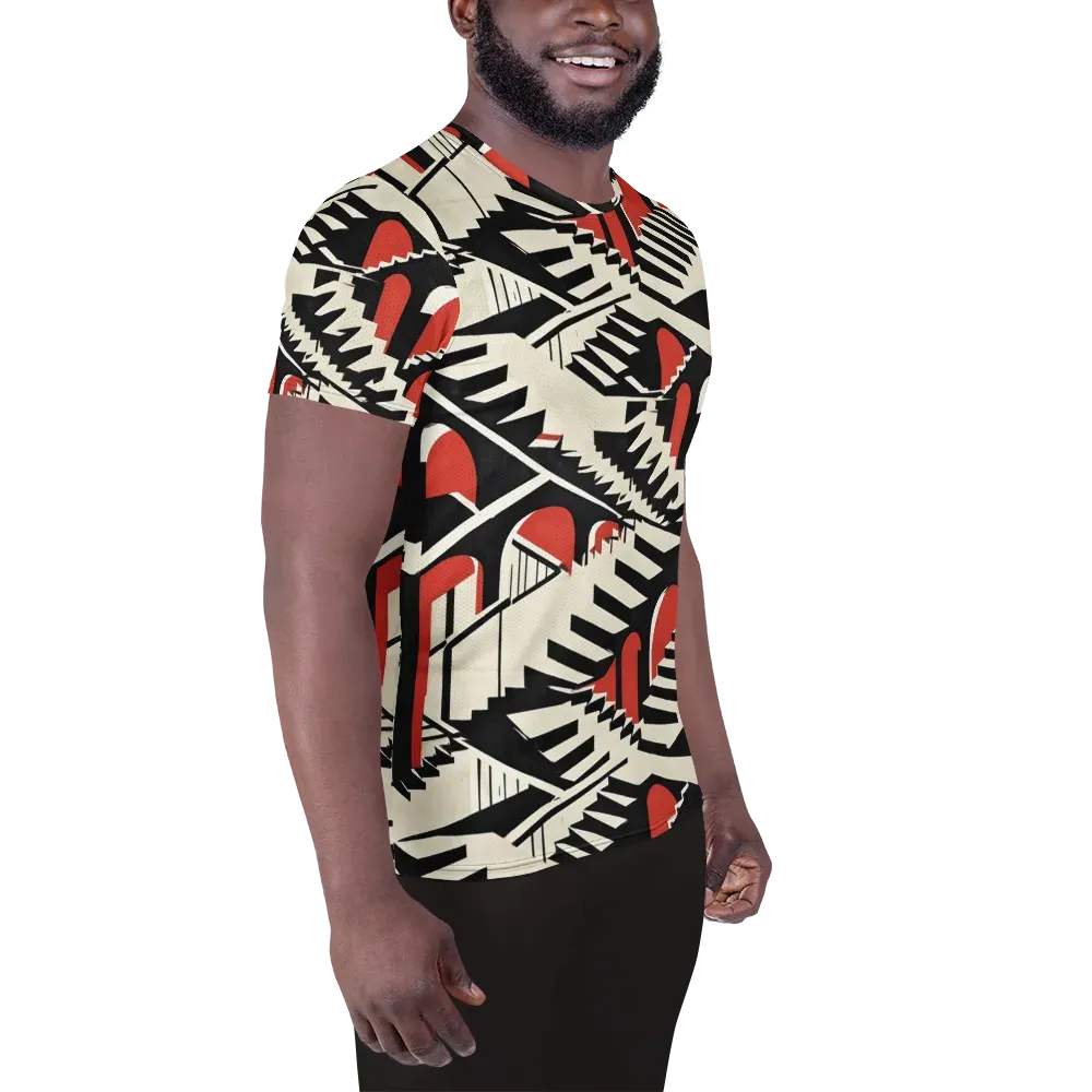 Brutalist Labyrinth on Men's Athletic T-Shirt — Right