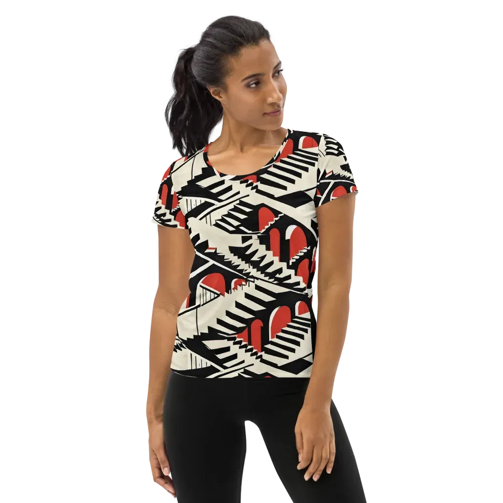 Brutalist Labyrinth on Women's Athletic T-Shirt — Front