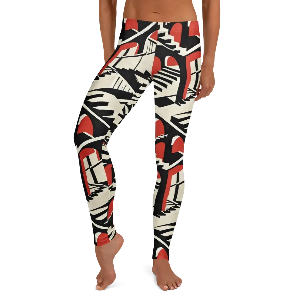 Brutalist Labyrinth on Leggings — Front