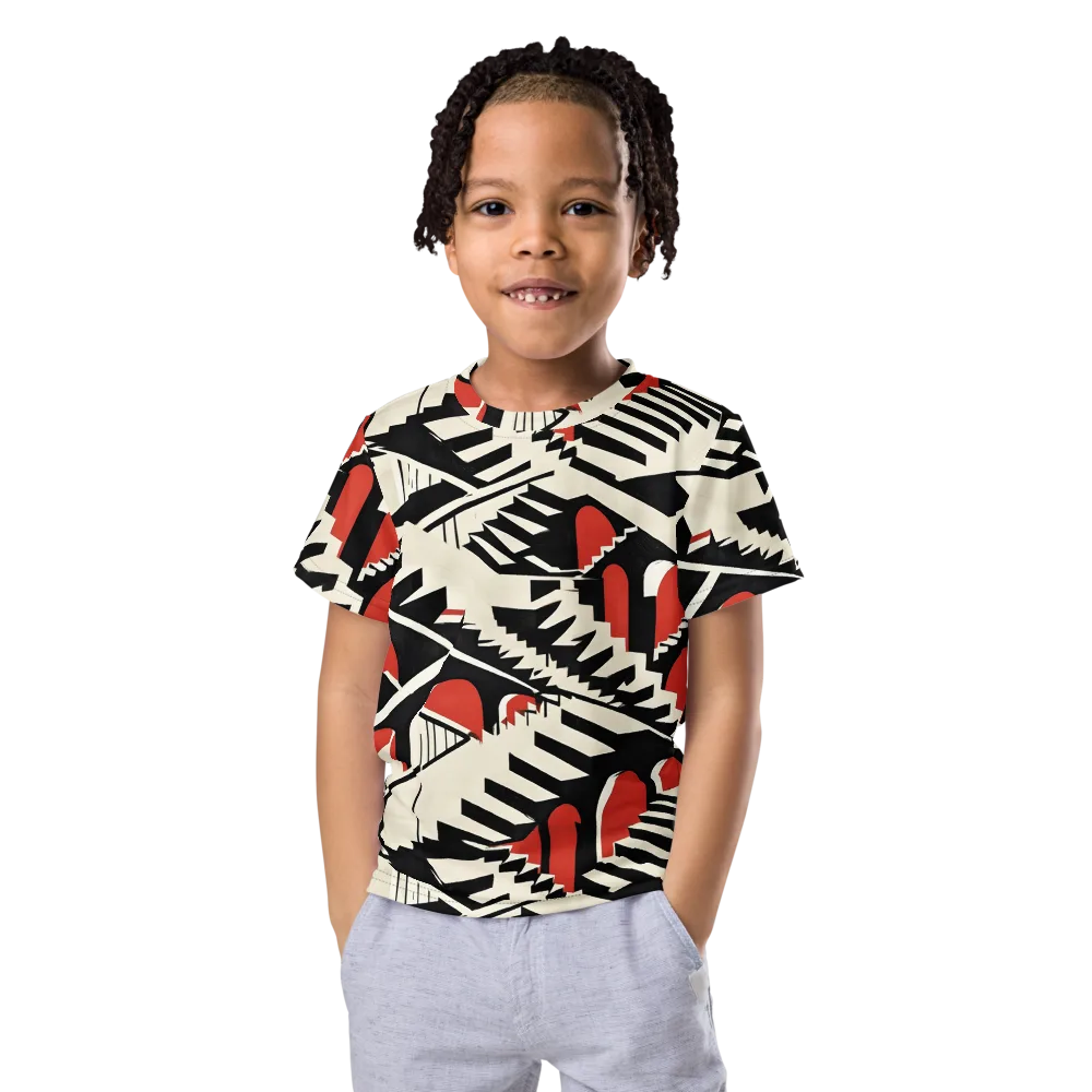 Brutalist Labyrinth on Kids Crew Neck T-Shirt — Front