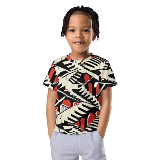 Brutalist Labyrinth on a Kids Crew Neck T-Shirt