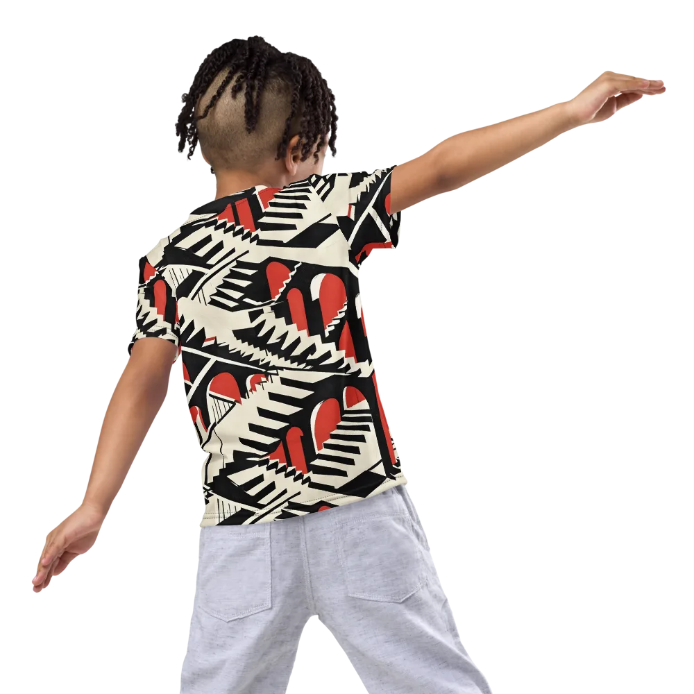 Brutalist Labyrinth on Kids Crew Neck T-Shirt — Back