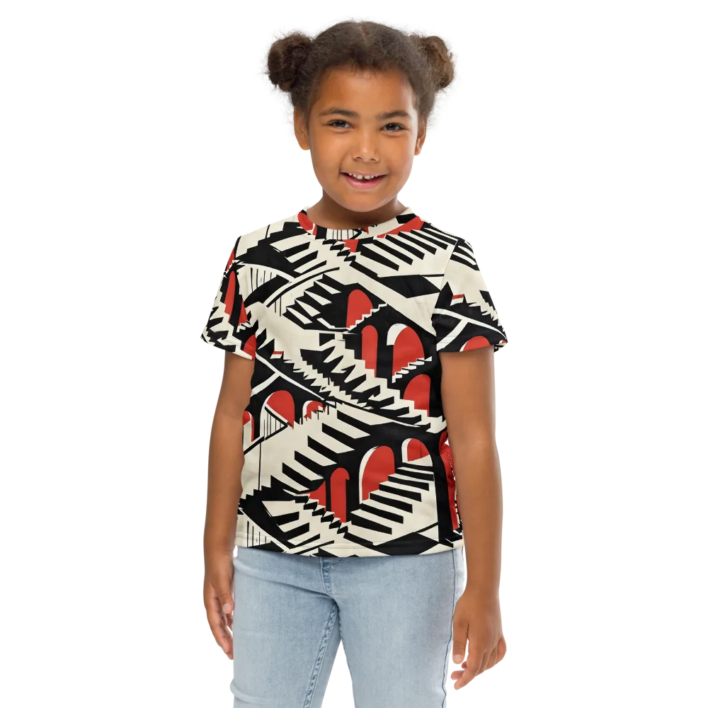 Brutalist Labyrinth on Kids Crew Neck T-Shirt — Front