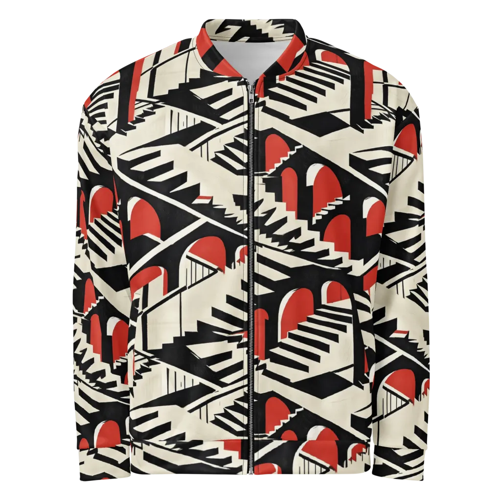Brutalist Labyrinth on Bomber Jacket — Front