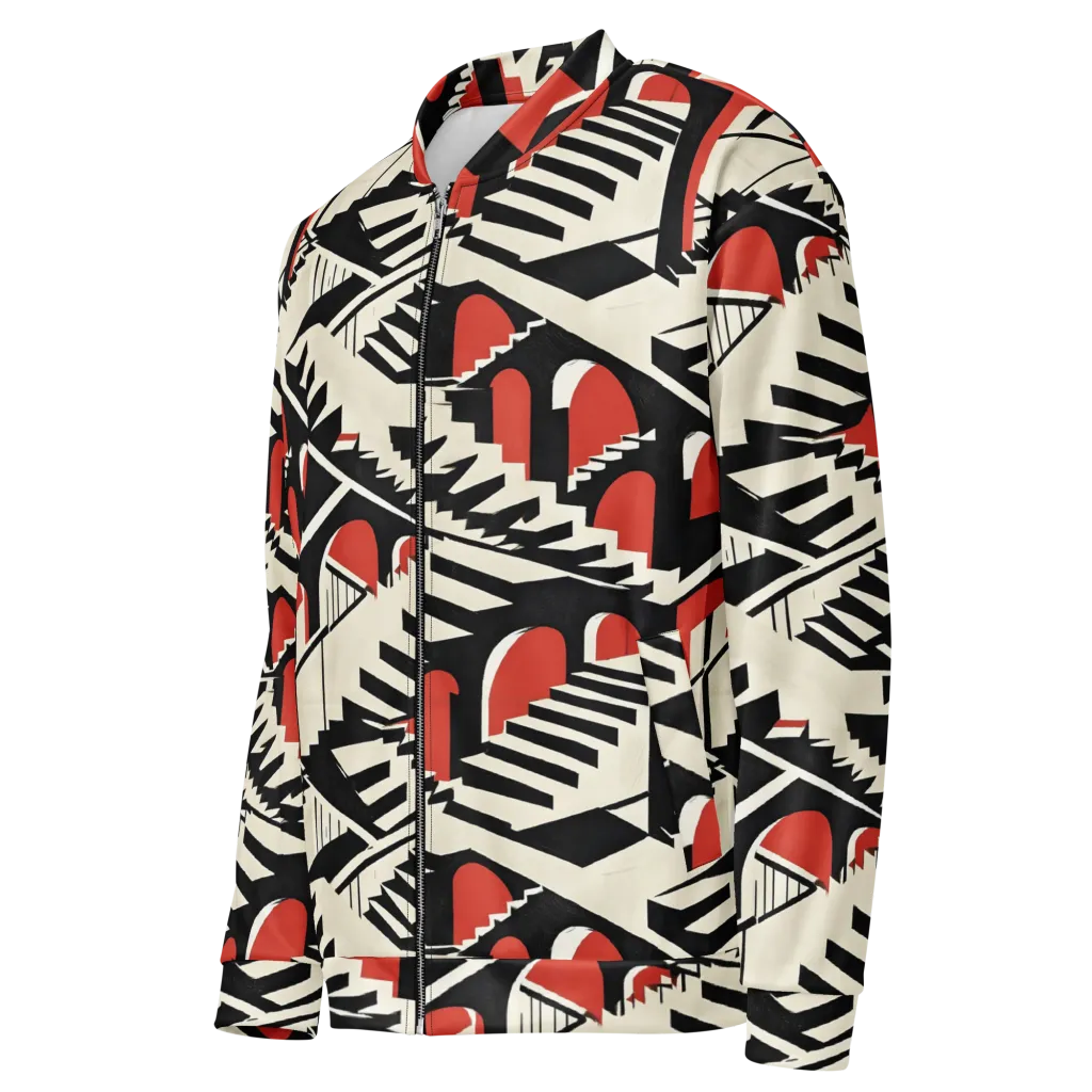Brutalist Labyrinth on Bomber Jacket — Left Front