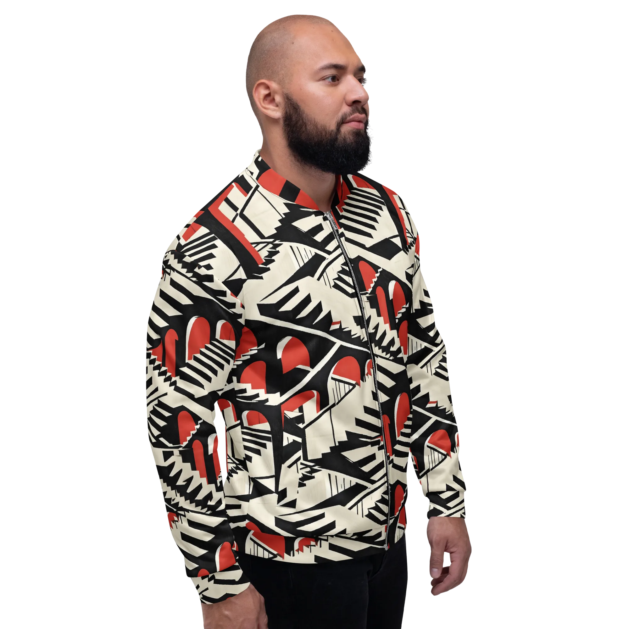 Brutalist Labyrinth on Bomber Jacket — Right