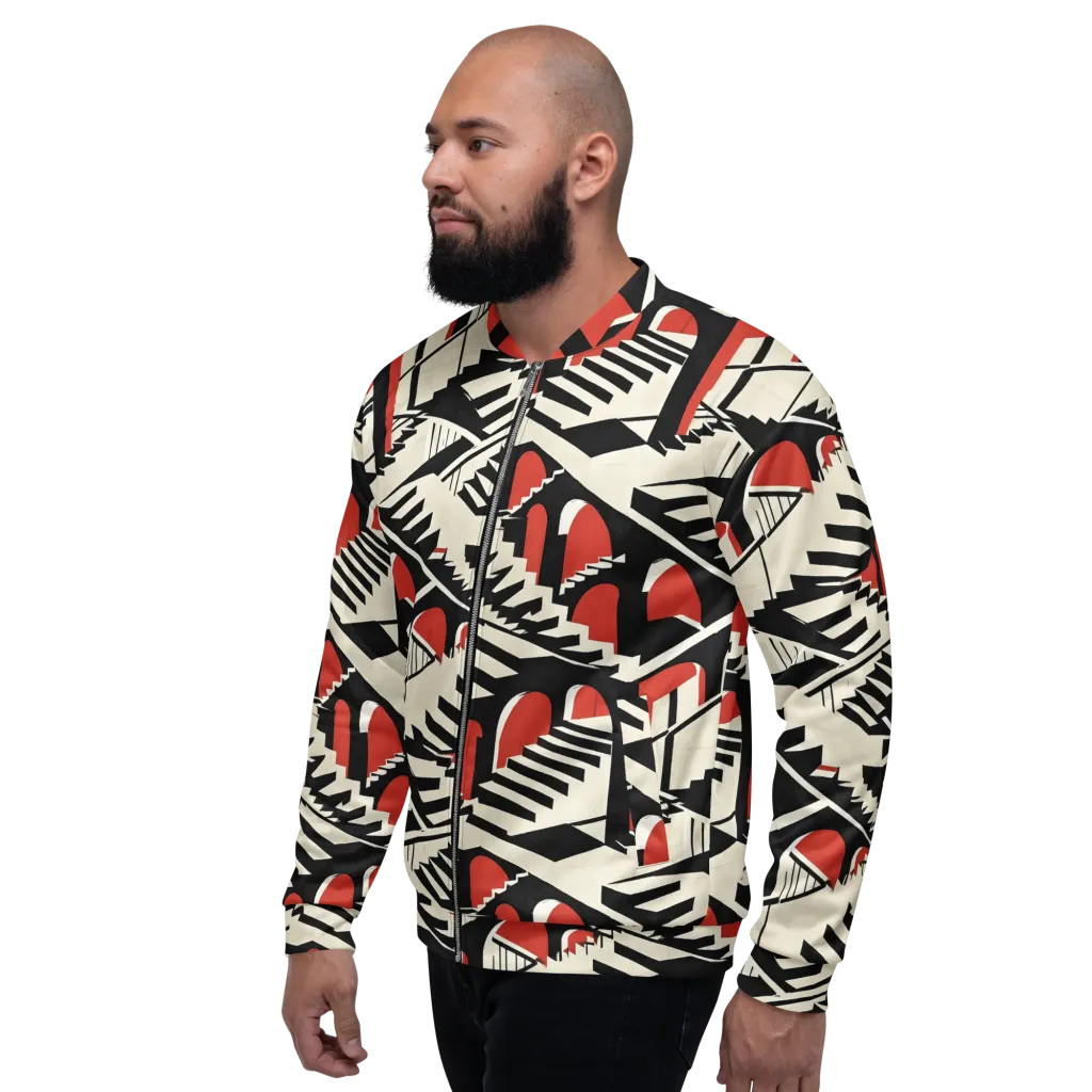 Brutalist Labyrinth on Bomber Jacket — Left