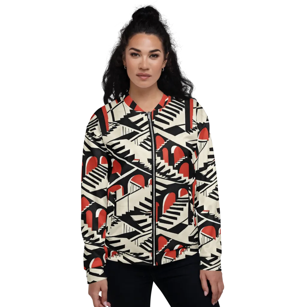 Brutalist Labyrinth on Bomber Jacket — Front