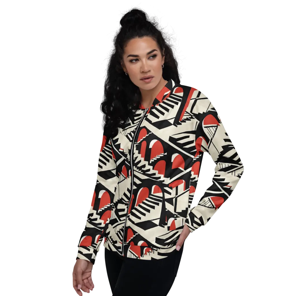 Brutalist Labyrinth on Bomber Jacket — Left