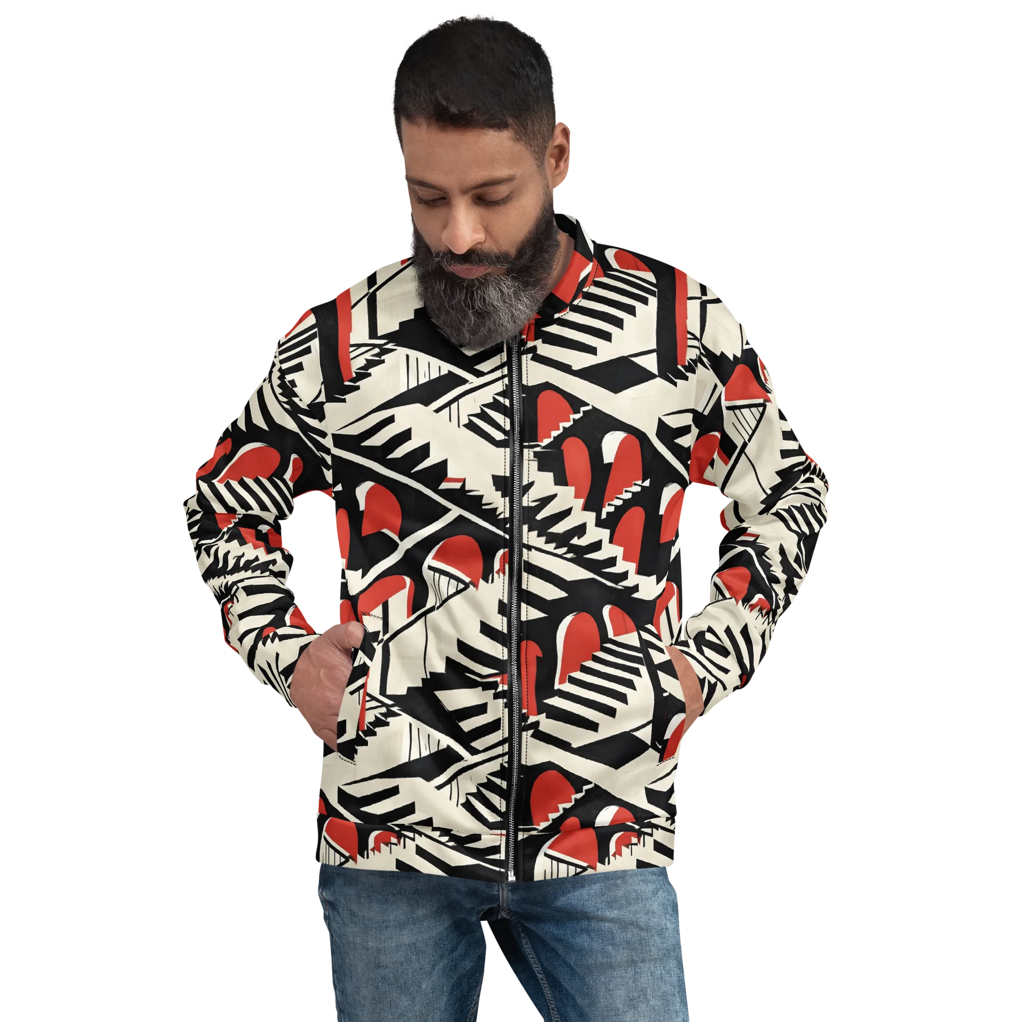Brutalist Labyrinth on Bomber Jacket — Front