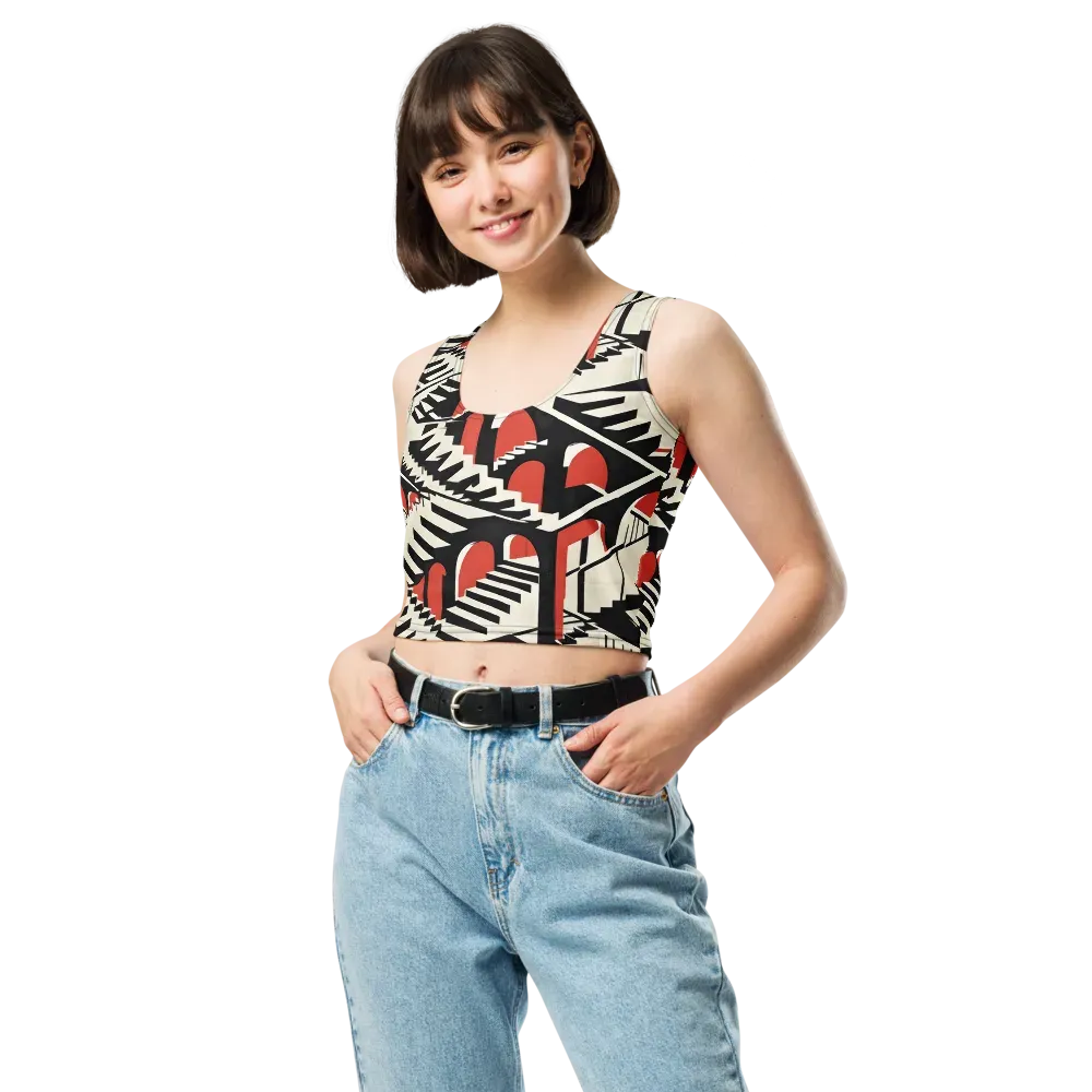 Brutalist Labyrinth on Crop Top — Front