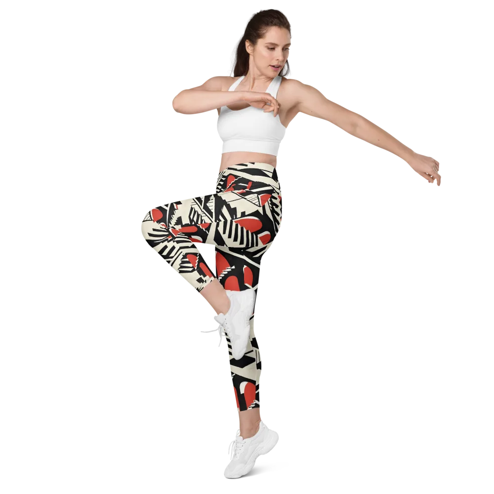 Brutalist Labyrinth on Leggings with Pockets — Left Front