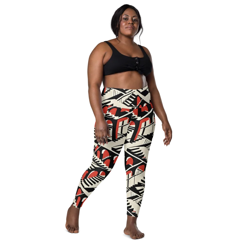 Brutalist Labyrinth on Leggings with Pockets — Front