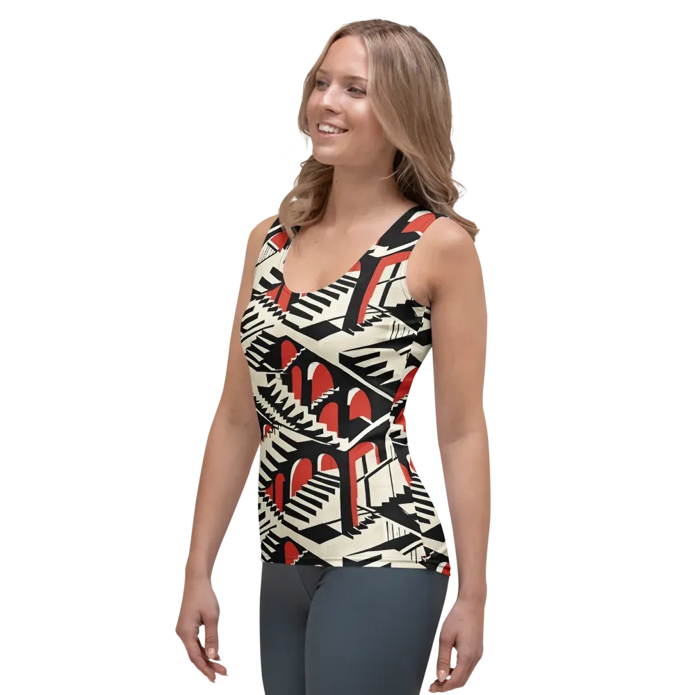 Brutalist Labyrinth on Women's Tank Top — Left Front