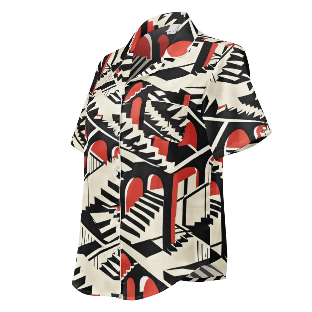 Brutalist Labyrinth on Women's Short Sleeve Pajama Top — Left Front