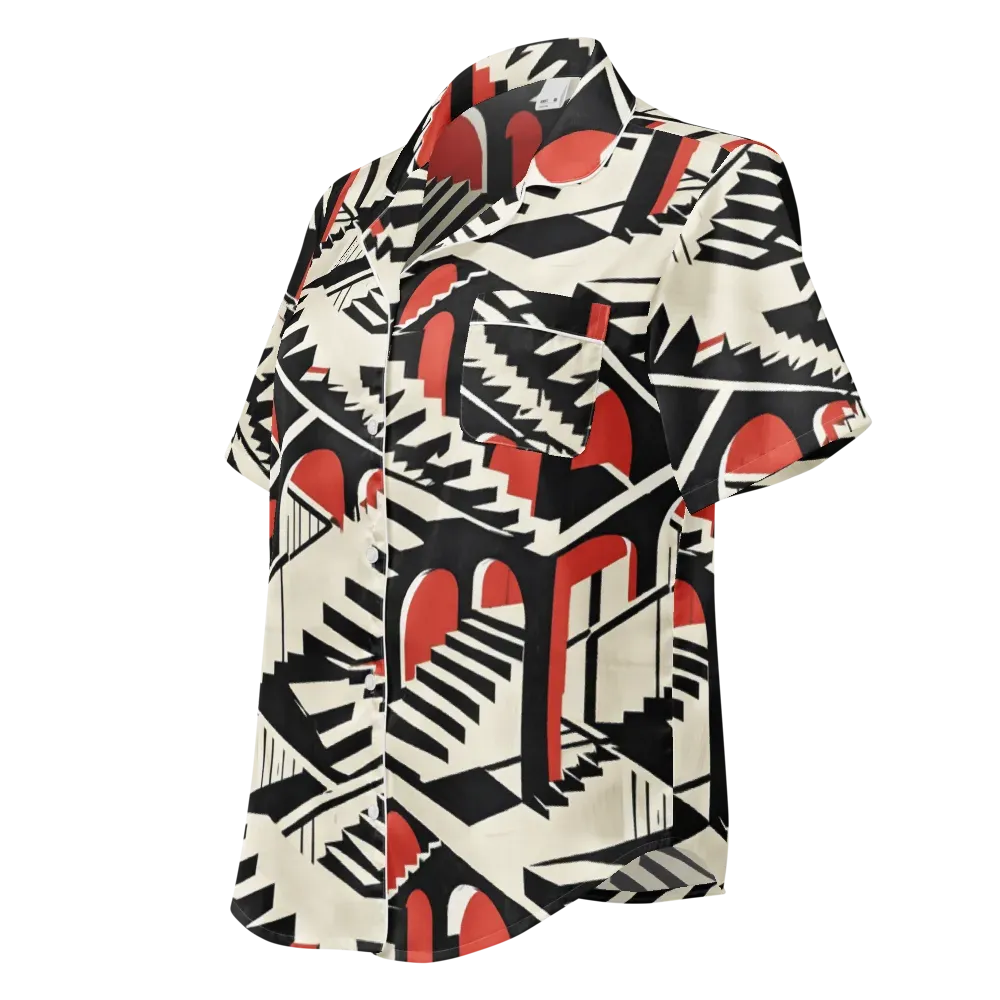 Brutalist Labyrinth on Women's Short Sleeve Pajama Top — Left Front