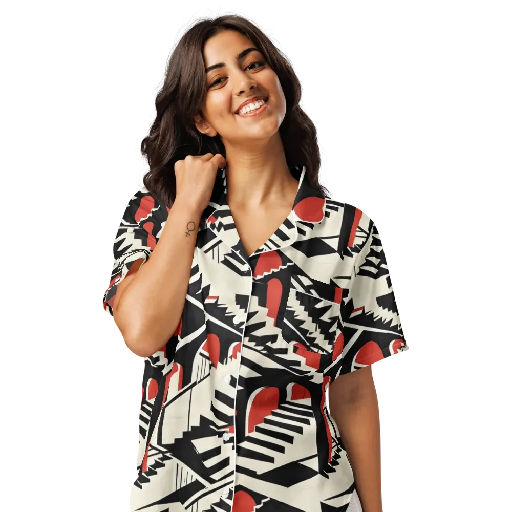 Brutalist Labyrinth on Women's Short Sleeve Pajama Top — Front