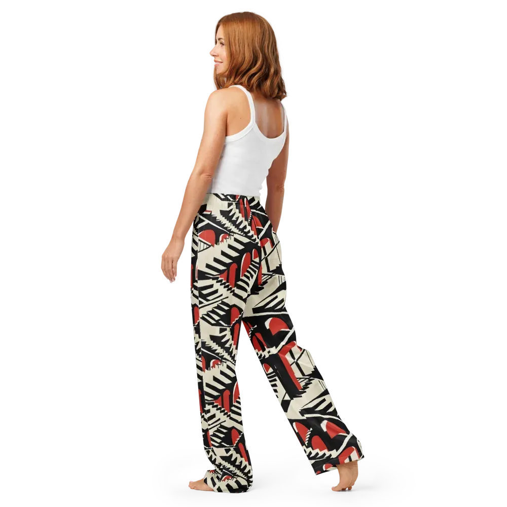 Brutalist Labyrinth on Women's Pajama Pants — Back