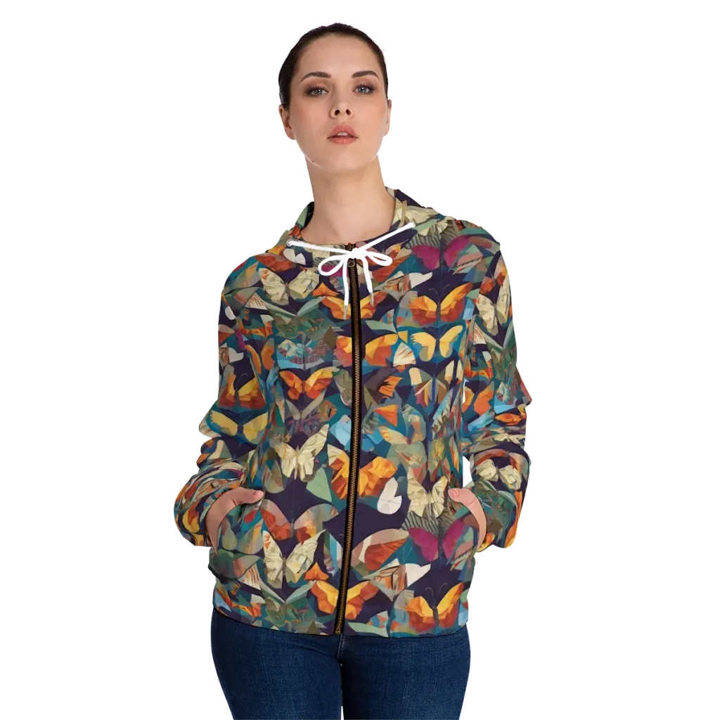 Prismatic Lepidary on Women's Full-Zip Hoodie — Front On Person