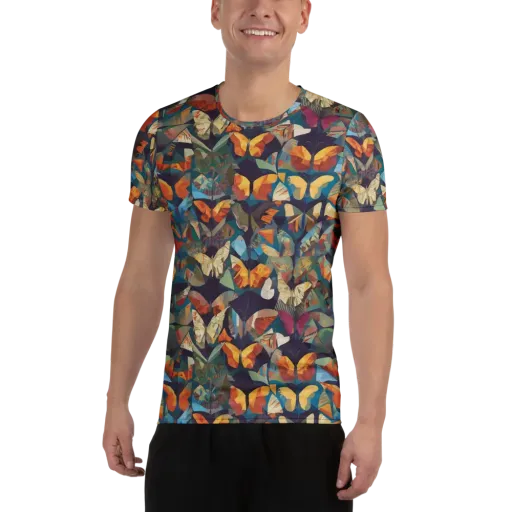 Prismatic Lepidary on a Men's Athletic T-Shirt