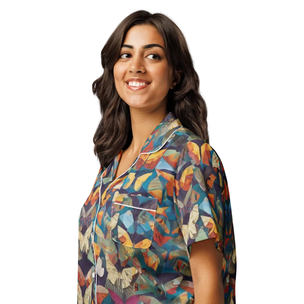 Prismatic Lepidary on Women's Short Sleeve Pajama Top — Left Front