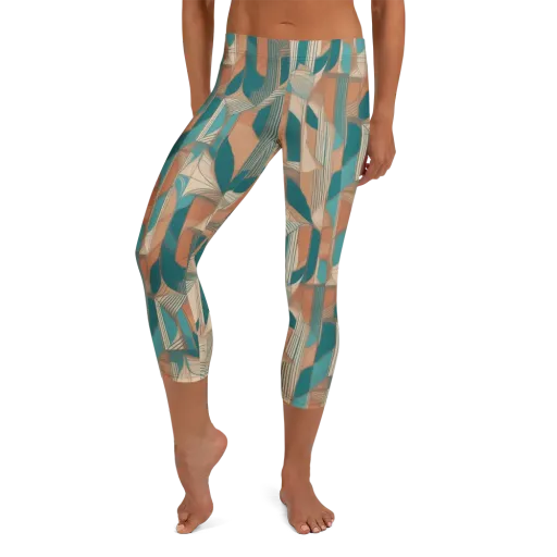 Teal Deco Drapery on a Capri Leggings
