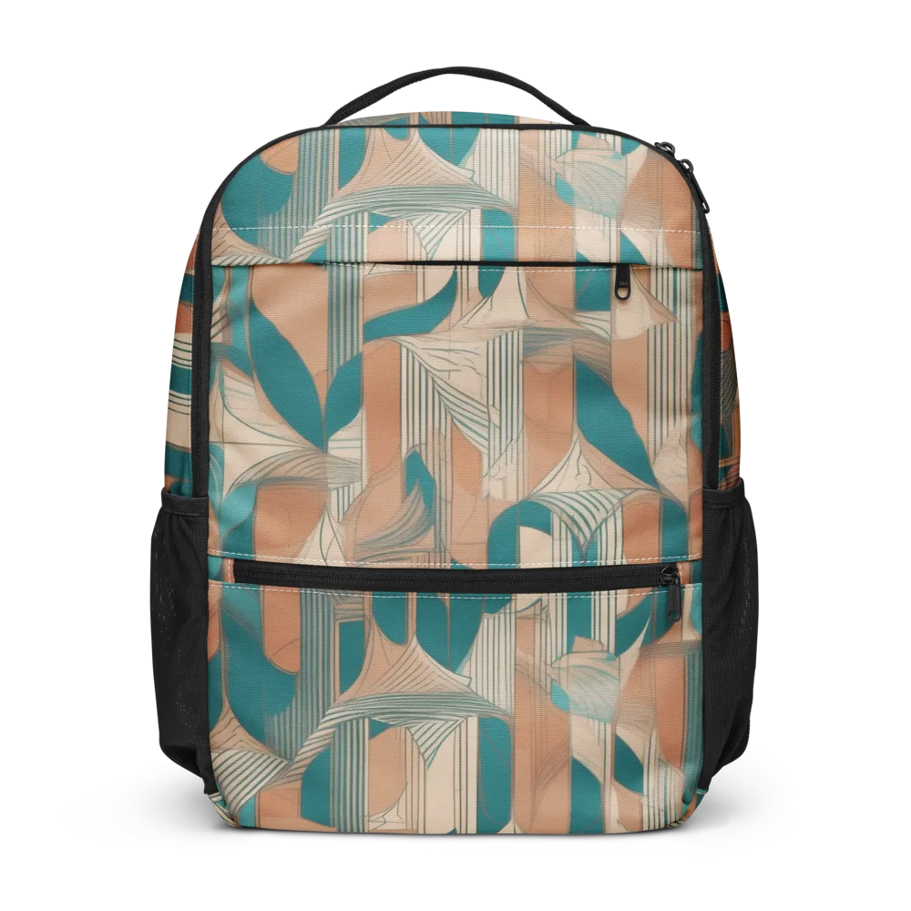 Teal Deco Drapery on Utility Backpack — Front