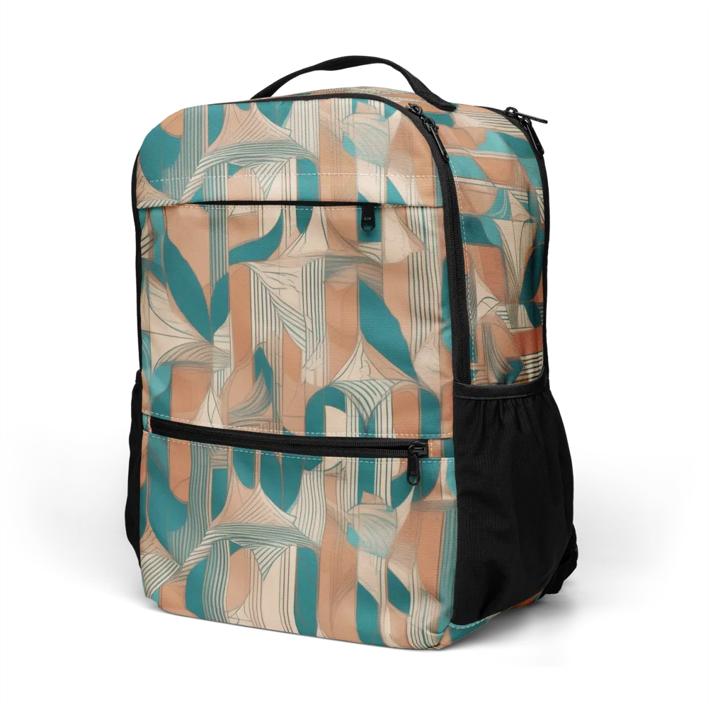 Teal Deco Drapery on Utility Backpack — Left Front