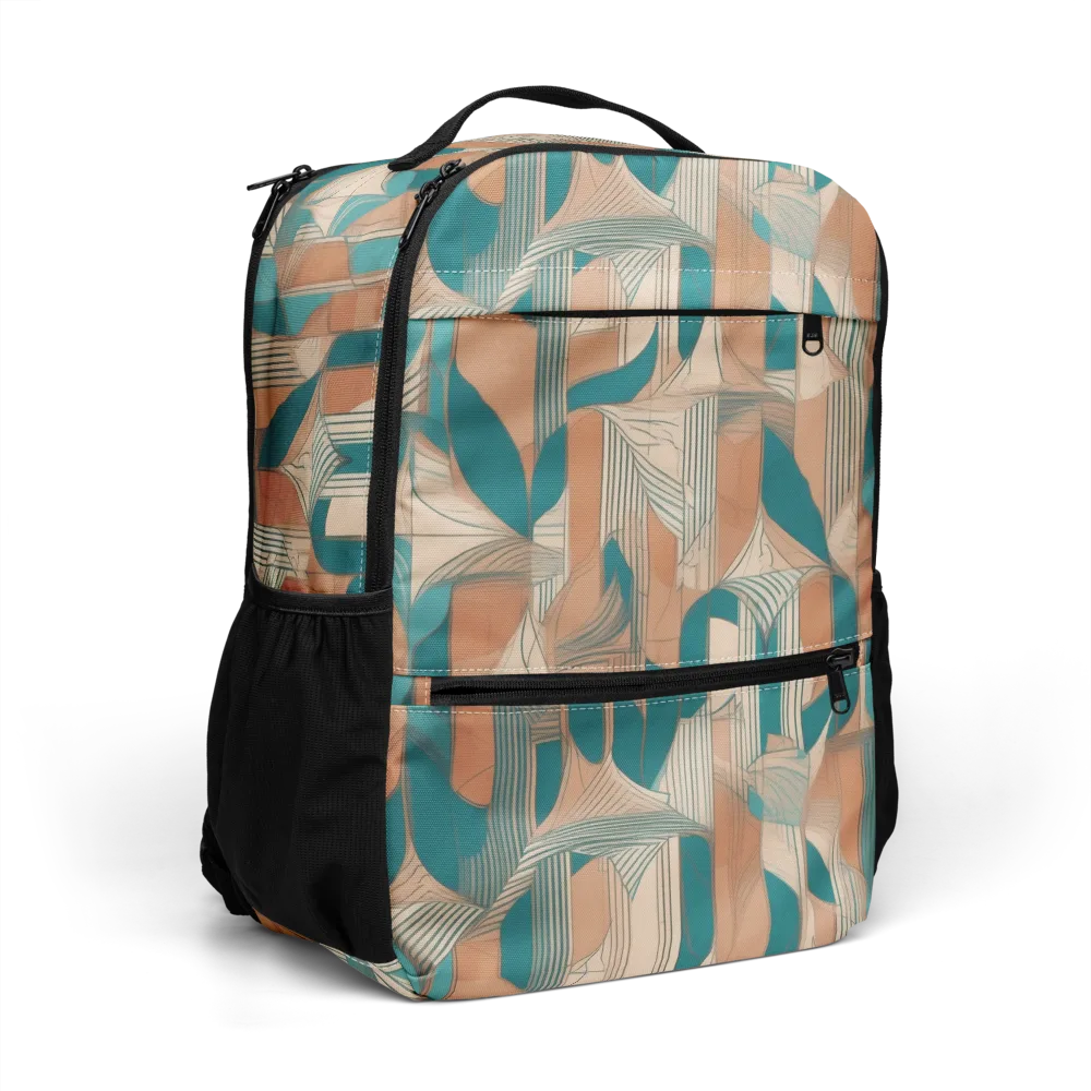 Teal Deco Drapery on Utility Backpack — Right Front