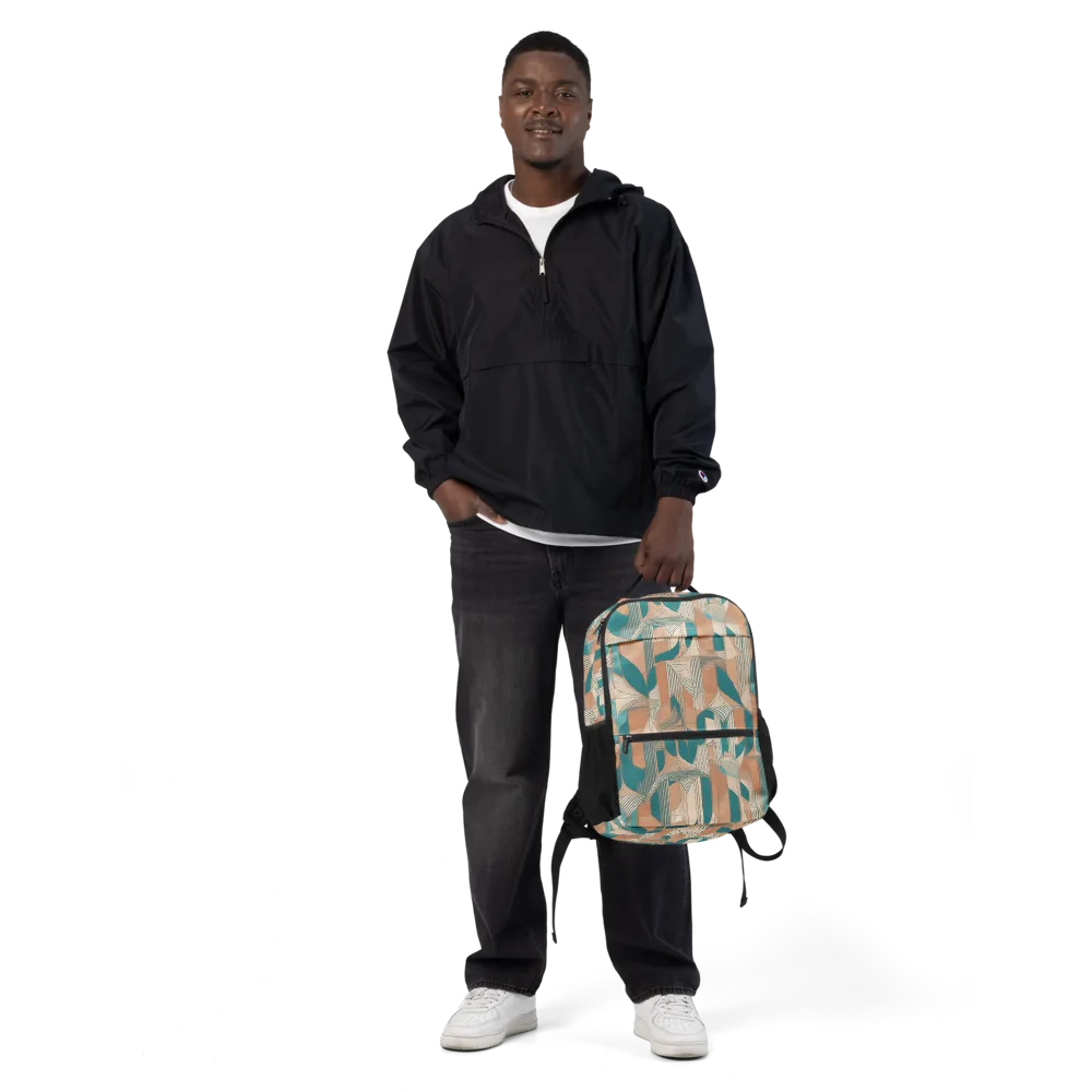 Teal Deco Drapery on Utility Backpack — Front