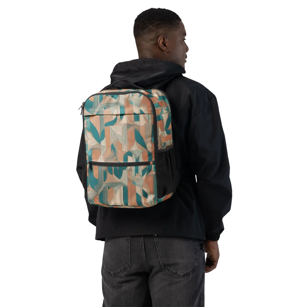 Teal Deco Drapery on Utility Backpack — Back