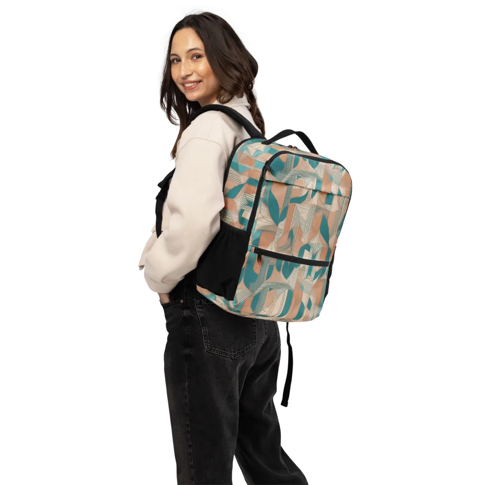 Teal Deco Drapery on Utility Backpack — Back