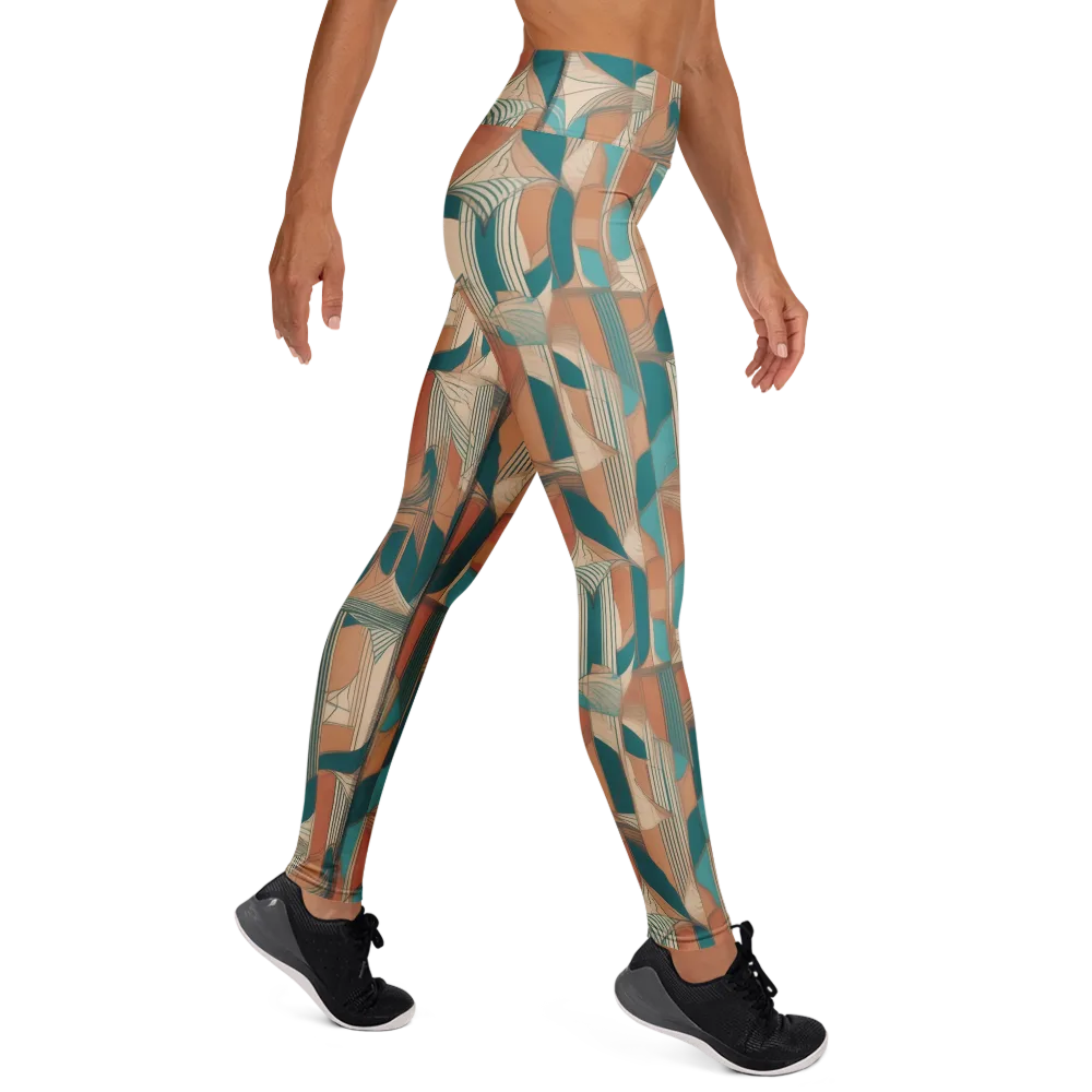 Teal Deco Drapery on Yoga Leggings — Right