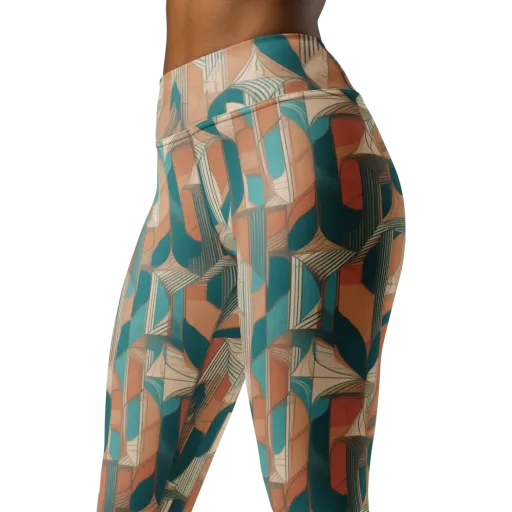 Teal Deco Drapery on a Yoga Leggings