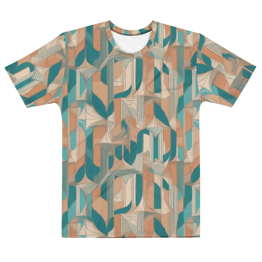 Teal Deco Drapery on Men's Cotton Crew Neck T-Shirt — Front