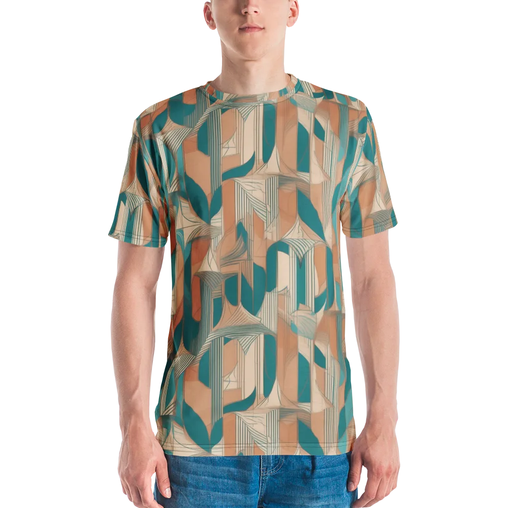 Teal Deco Drapery on Men's Crew Neck T-Shirt — Front