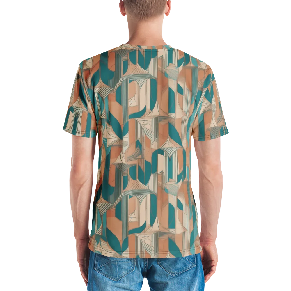Teal Deco Drapery on Men's Crew Neck T-Shirt — Back