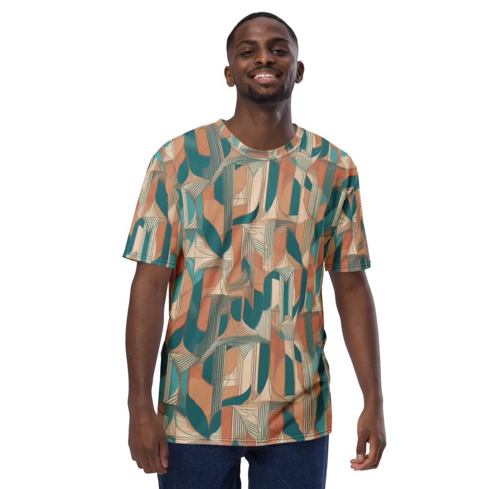 Teal Deco Drapery on Men's Crew Neck T-Shirt — Front