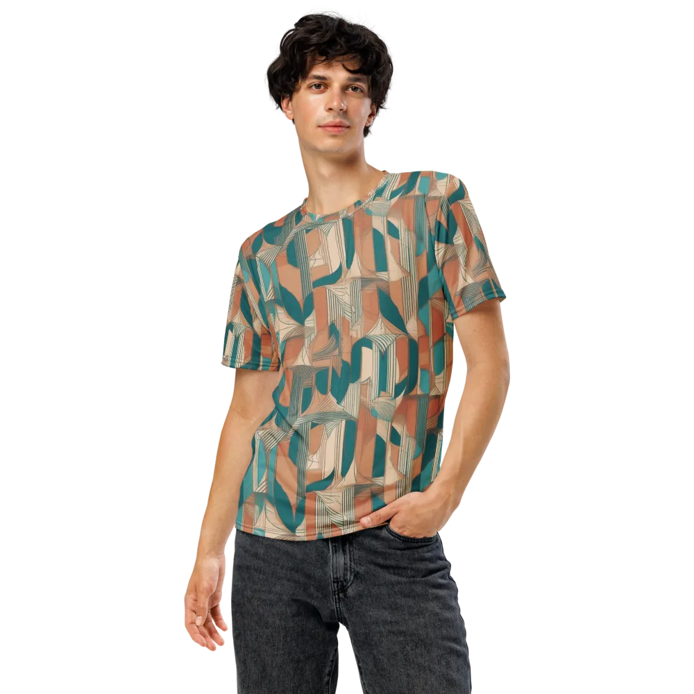 Teal Deco Drapery on Men's Crew Neck T-Shirt — Front