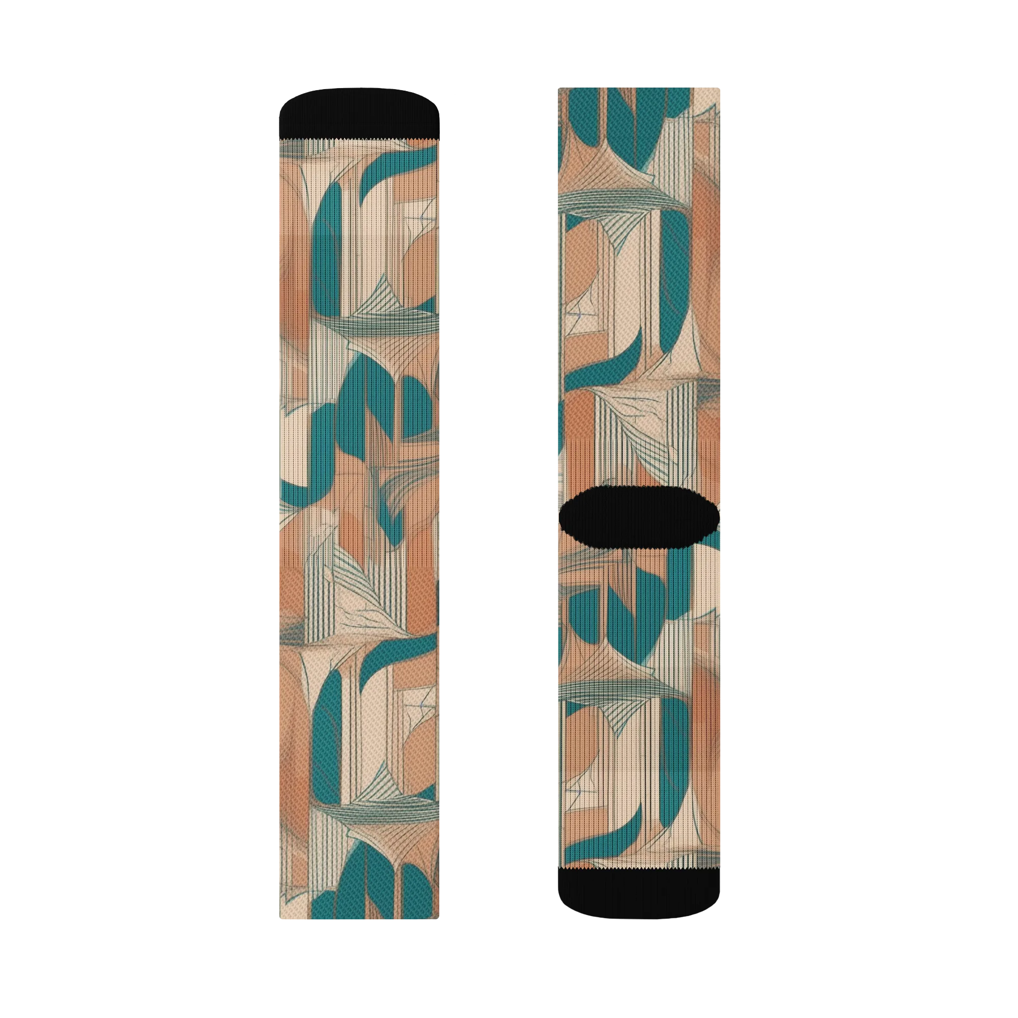 Teal Deco Drapery on Socks — Left Sock