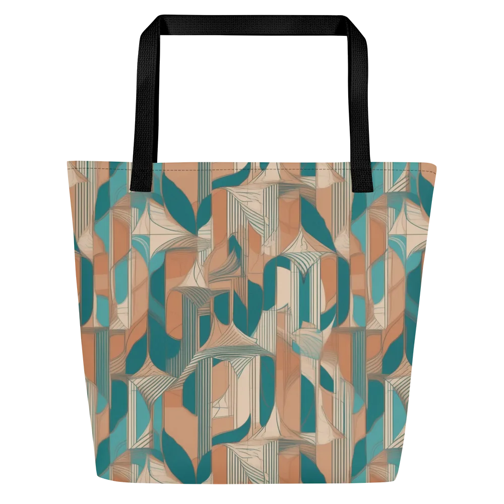 Teal Deco Drapery on Large Tote Bag W/ Pocket — Front