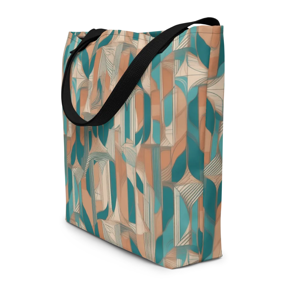 Teal Deco Drapery on Large Tote Bag W/ Pocket — Front