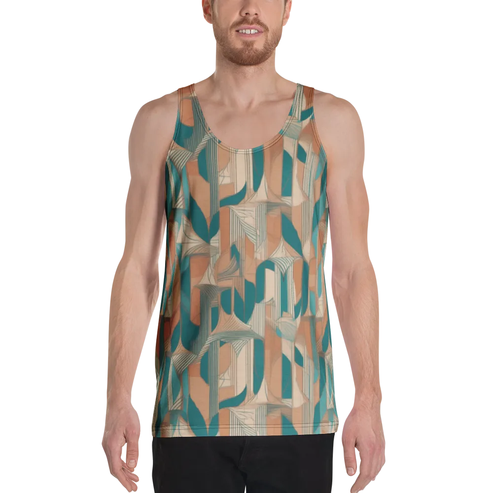 Teal Deco Drapery on Men's Tank Top — Front