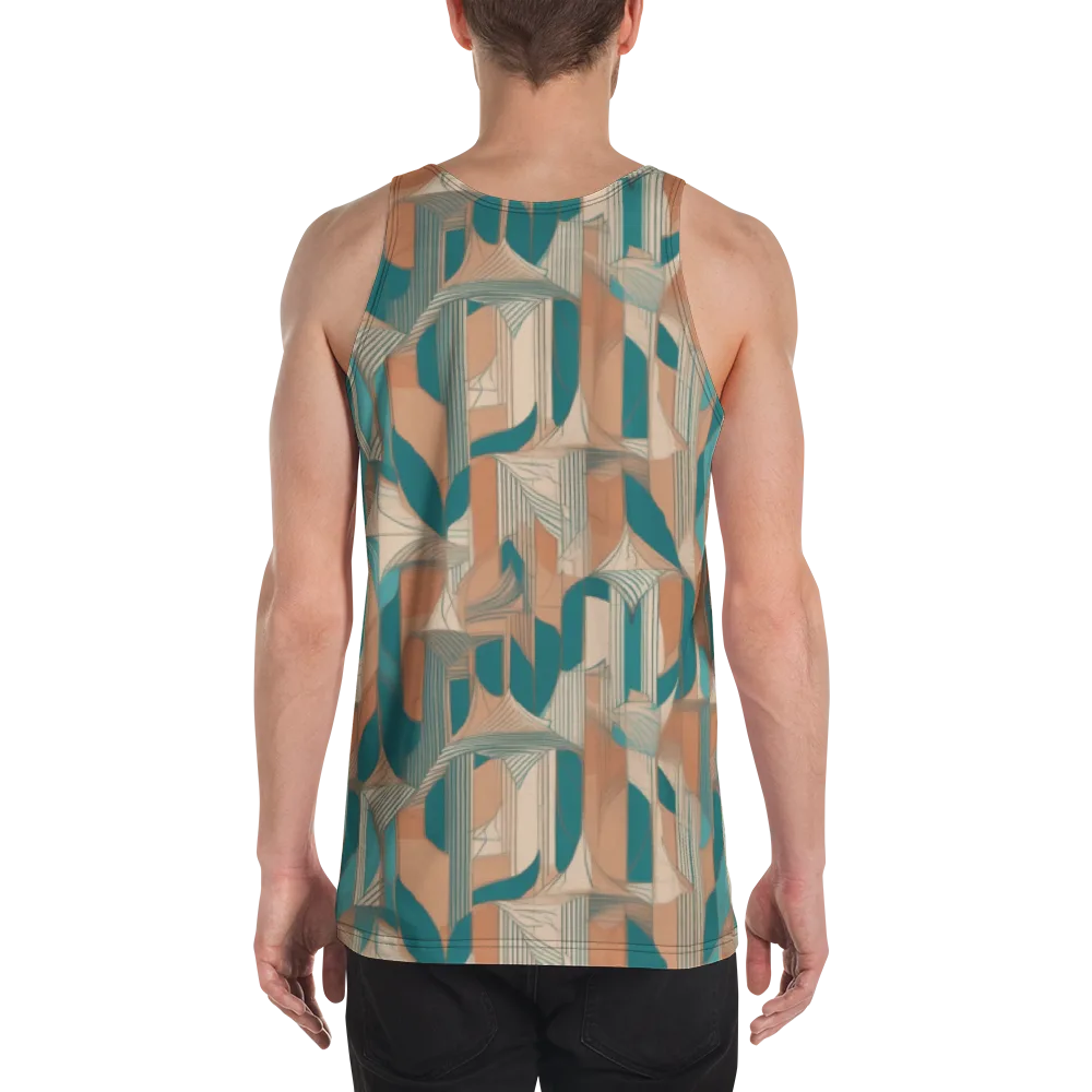 Teal Deco Drapery on Men's Tank Top — Back