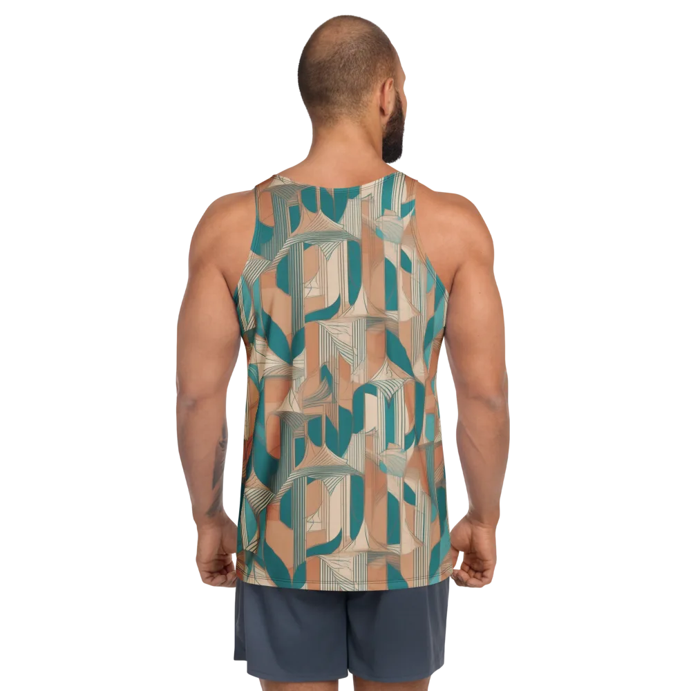Teal Deco Drapery on Men's Tank Top — Back