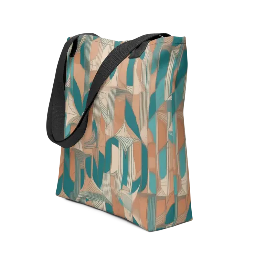 Teal Deco Drapery on a Tote Bag
